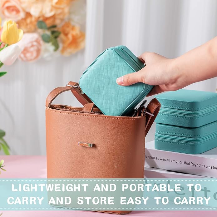 12 Pcs Small Jewelry Box Mini Travel Jewelry Case Bridesmaid Gift Pu Leather Jewelry Travel Organizer Small Jewelry Box Mini Storage Organizer Storage Box for Women Girls Bridesmaid Proposal Gift