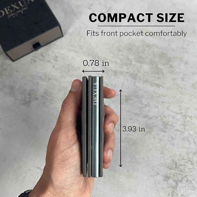 Mens Wallet, Premium Leather Slim Wallet, RFID Blocking Pop-Up Card Holder, Extra Credit Card Slots, Cash Slot, Magnetic Closure, Christmas Gift Ready Gift Box Included