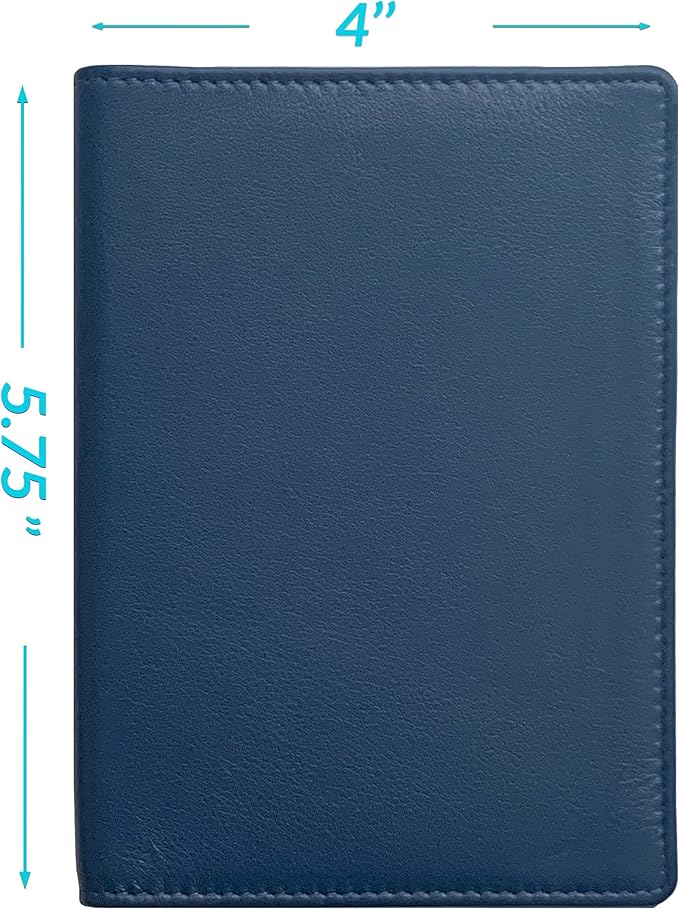 Personalized Monogrammed Navy Leather RFID Passport Wallet and Luggage Tag