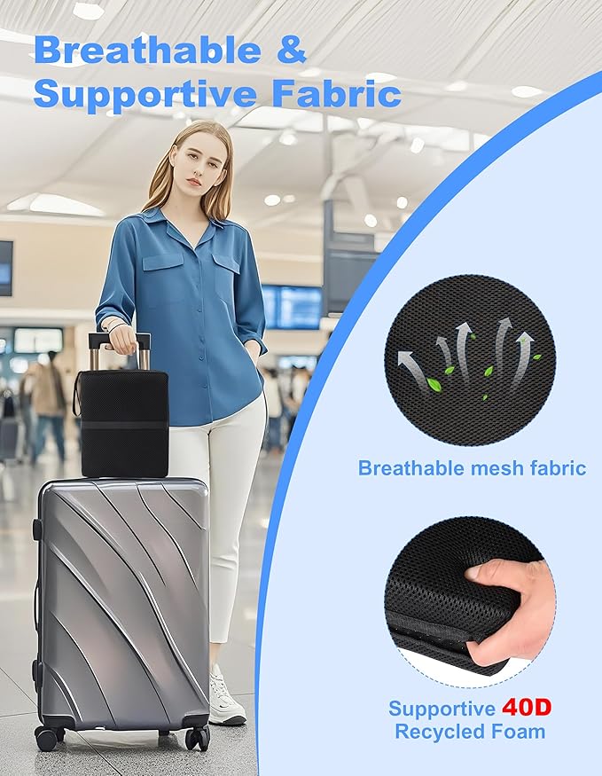 Airplane Seat Cushion Portable Travel Cushion for Comfort Foldable Stadium Pad with Breathable Fabric Seat Pad Perfect for Long Flights, Office, Bleacher, Camping