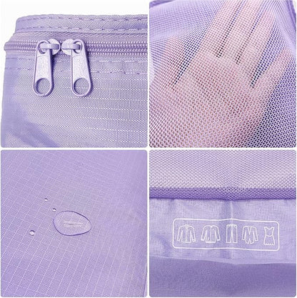 Packing cubes for Travel Luggage Organizer Bags 6 Set Packing Cubes for Suitcases Travel Essentials for Carry on Mesh Suitcase Organizer with Shoe Bag (purple)