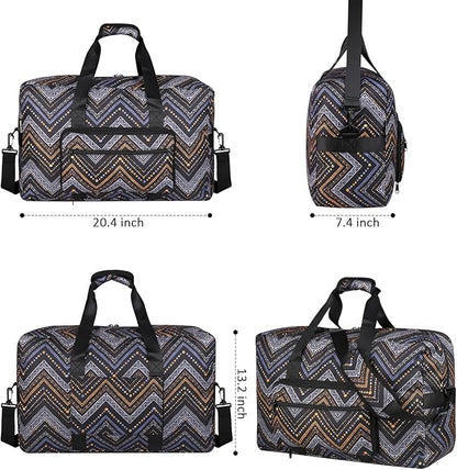 F.FETIVIN Weekender Bag Carry On Travel Duffle Medium Overnight Bag for Women (Wavy Stripes)