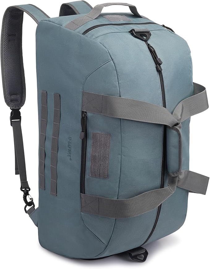 G4Free 70L Large Tactical Duffle Bag Men Sports Gym Backpack with Shoes Compartment Military MOLLE Duffel Backpack (Grey)