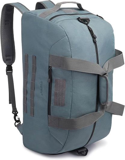 G4Free 70L Large Tactical Duffle Bag Men Sports Gym Backpack with Shoes Compartment Military MOLLE Duffel Backpack (Grey)