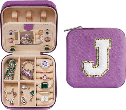 Parima Christmas Stocking Stuffers Gifts for Teenage Girls - Travel Jewelry Case for Girls Jewelry Box | Gifts for Friends Women Unique Gifts for Women | Friends Gifts - Letter J, Purple