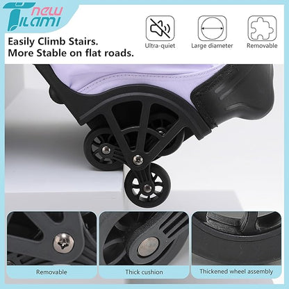 NEW TILAMI 18 Inch Rolling Backpack with Wheels for Girls Boys Kids Laptop Backpack School Travel, Pink Mood Map