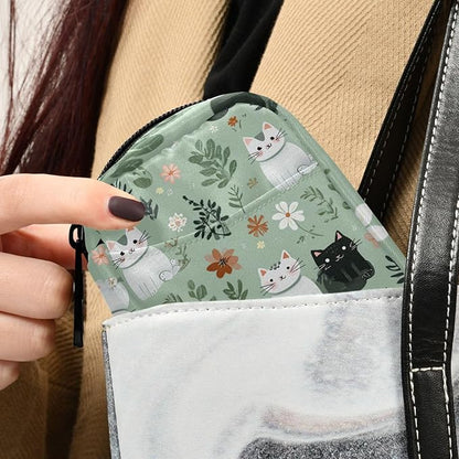 Pill Organizer Box Case Weekly Travel Pill Container Holder 7Day Cute Vitamin Organizer Dispenser Sorter Planner Storage Small Compact Mint Green Floral and Cute Cats07