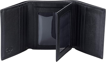 Stealth Mode Leather Trifold RFID Wallet For Men With Flip Out ID Holder