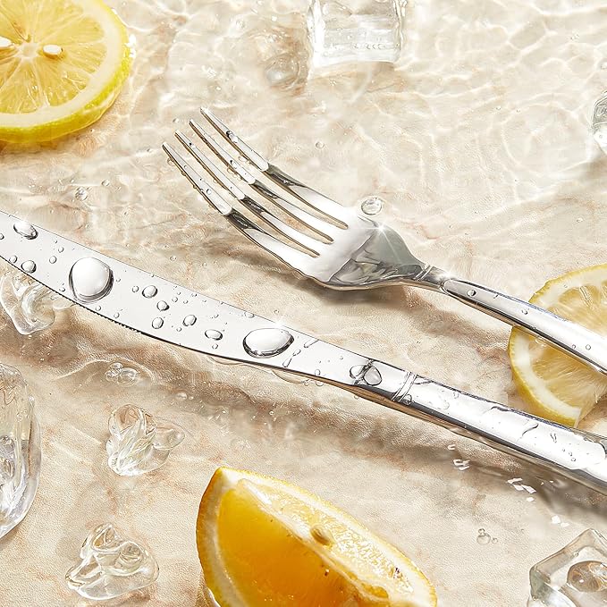 KINGSTONE Silverware Set, 60-Piece Flatware Set for 12, 18/10 Stainless Steel Cutlery Set with Bead Edge, Utensil for Kitchen, Home, Party, Wedding, Mirror Polished, Dishwasher Safe, Featured Gifts