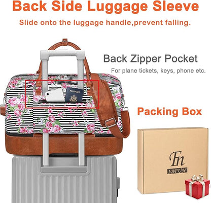 IBFUN Weekender Bags for Women, 21" Weekender Travel Bag, Travel Duffle Bag with Shoe Compartment Carry on Overnight Duffel Bag for Weekend Travel Business Trip, 3PCS