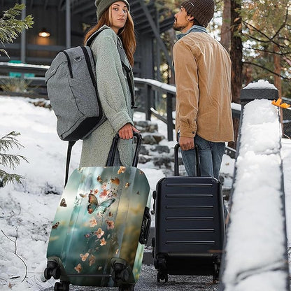 ANNA QUEEN Dreamy Butterfly Luggage Cover, Colorful Butterfly & Flowers Design, Stretchable, Washable Travel Sleeve for 20-34 Inch Luggage