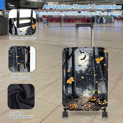 Luggage Cover Protector for 30-32 Inch Suitcases, TSA Approved Elastic Travel Suitcase Covers, Anti-Scratch Washable Luggage Sleeve for Carry On & Checked Bags, Horror Forest