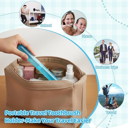 48PCS Toothbrush Holders Bulk, Portable Plastic Dust-Proof Breathable Toothbrush Holder, Travel Tooth Brush Case, 4 Colors, for Travel, Camping, Home, Business