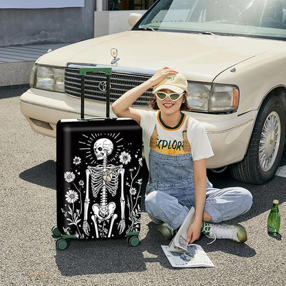 ANNA QUEEN Halloween Skulls Travel Luggage Cover Suitcase Protector Suitcase Cover Halloween Decorations Anti-Scratch,Stretchable Bag Cover Washable Durable Polyester