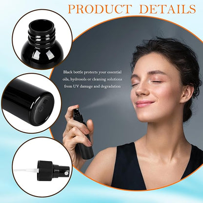 40 Pack Black Plastic Spray Bottles with Cap 4 oz Fine Mist Spray Bottles Refillable Portable Misters Travel Containers for Perfume Cleaning Liquid
