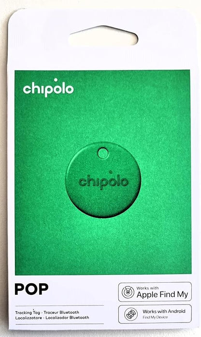 Chipolo POP Tracker Tag - Colorful, Compatible, Loud Bluetooth Tracker with Call Your Phone & Out of Range Alert, Works with Apple Find My or Google's Find My Device (Green)