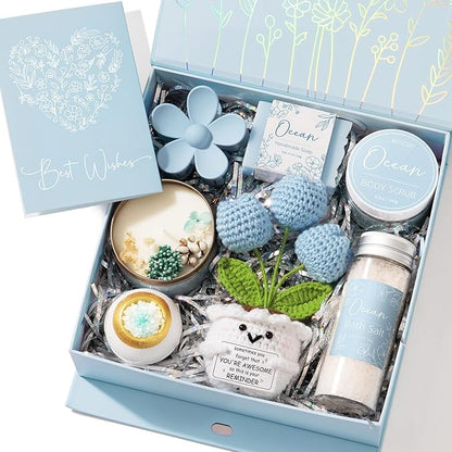 Spa Gifts for Women Bath Gift Set, Ocean Relaxing Spa Gift Baskets Home Bath Set Self Care Kit Care Package Thank You Christmas Birthday Gifts for Women Mom Her Friends Sister Teen Girls Wife Grandma