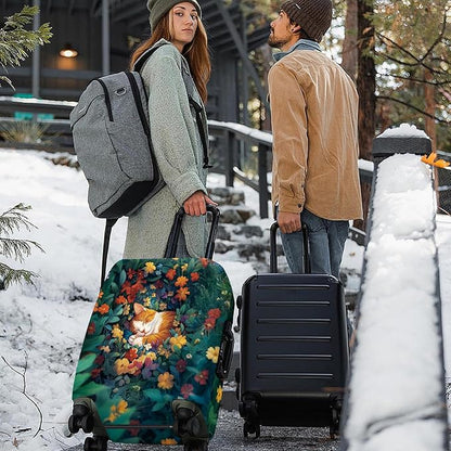 ANNA QUEEN Dreamy Cat Luggage Cover, Cat Sleeping in a Flower Field Design, Stretchable, Washable Travel Protector for 28-30 Inch Luggage