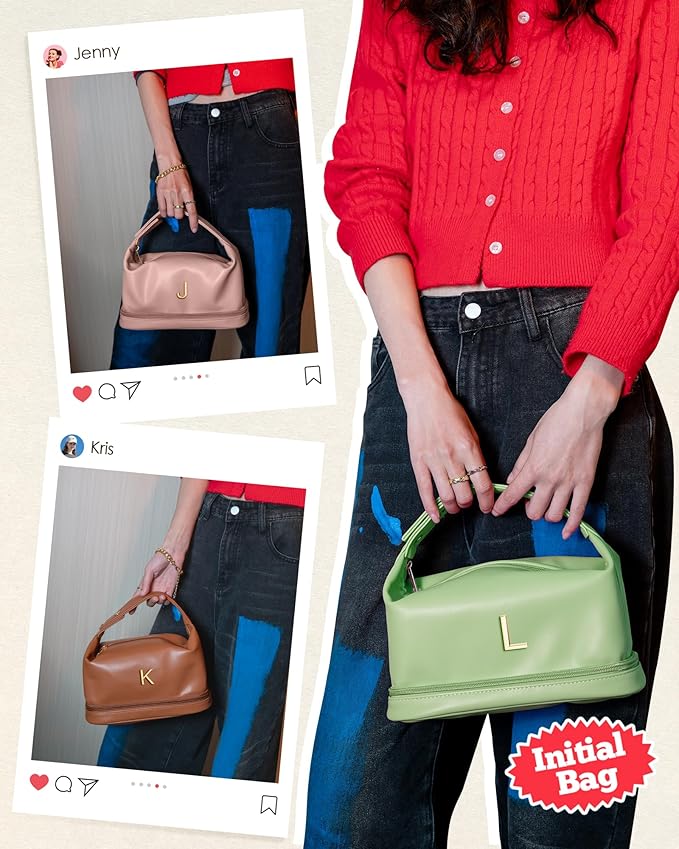 Gifts for Women, Personalized Makeup Bag Organizer with Handle, Initial Double Layer Cosmetic Bag with Makeup Brush Organizer, Preppy Stuff for Teen Girls Gifts for College Girls