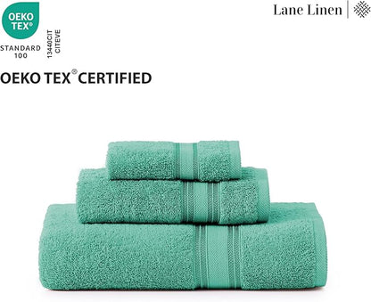 LANE LINEN Luxury Bath Towels Set - 6 Piece, 100% Cotton, Zero Twist, Quick Dry, Absorbent, Super Soft 2 Bath Towels, 2 Hand Towels, 2 Wash Cloths: Teal