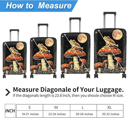 Luggage Cover Protector for 26-28 Inch Suitcases, TSA Approved Elastic Travel Suitcase Covers, Anti-Scratch Washable Luggage Sleeve for Carry On & Checked Bags, Frog Mushroom