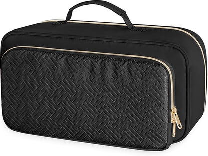 Fasrom Travel Makeup Bag for Women, Large Capacity Cosmetic & Toiletry Organizer Case, Make Up Storage Bags with Handle, Portable Pouch for Travel Essentials, Black (Empty Bag Only)