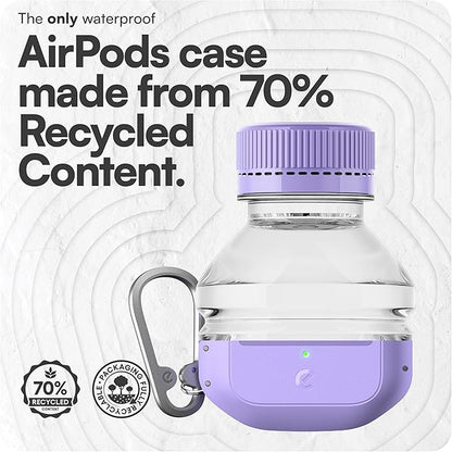 Keybudz for AirPods Pro 2 Case with Lock - Fully Waterproof AirPods Pro 2nd Generation Case Cover - Keychain, Rugged Tough Protection, Hard Shell and Carabiner for USB-C/Lightning (Wild Lavender)