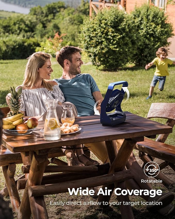 Rechargeable Battery Operated Fan 20000mAh, Camping Fan for Tents, Portable Long Last USB Desk Fan for Hurricane Season,3 Speed, 360°Rotation,2/4 hours Timer