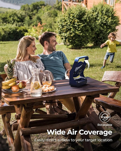 Rechargeable Battery Operated Fan 20000mAh, Camping Fan for Tents, Portable Long Last USB Desk Fan for Hurricane Season,3 Speed, 360°Rotation,2/4 hours Timer