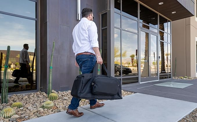 Xtreme Sight Line ~ Xecutive Transport Faraday Duffel Bag with Removable XTECH Pouch for Computer Towers and Other Large Electronics ~ Data Security ~ Shoulder Strap Included ~ Coyote Brown