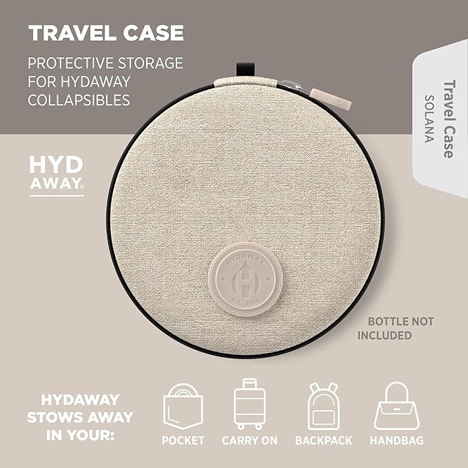 HYDAWAY Travel Case for Collapsible Bottles, Bowls & Cups - Protective Storage with Carabiner Clip - Durable, Water-Resistant, TSA-Friendly