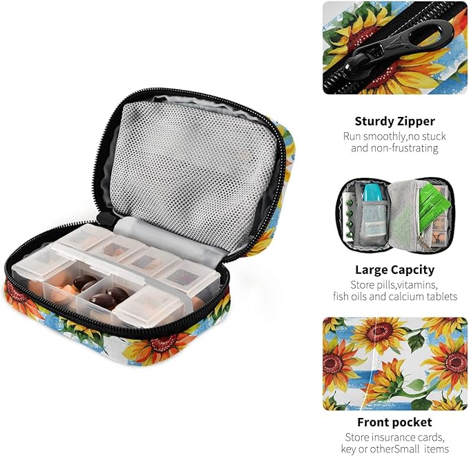 Pill Organizer Travel Weekly Small Cute Pill Box 7 Day Pill Case Vitamin Holder Pill Bottle Organizer