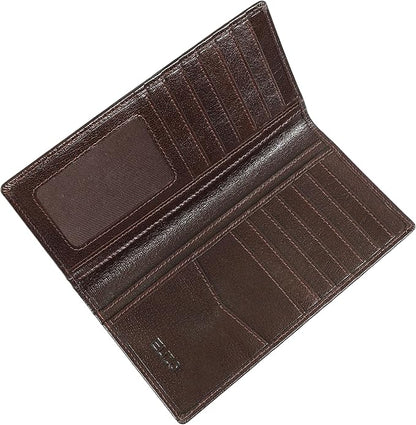 ELIZO Leather Long Wallet for Men Western Wallet Rodeo Mens Wallet Flat Bifold Wallets for Men Biker Billfold Wallet for Men Cowboy Wallet RFID Wallet for Men with Credit Card Holder