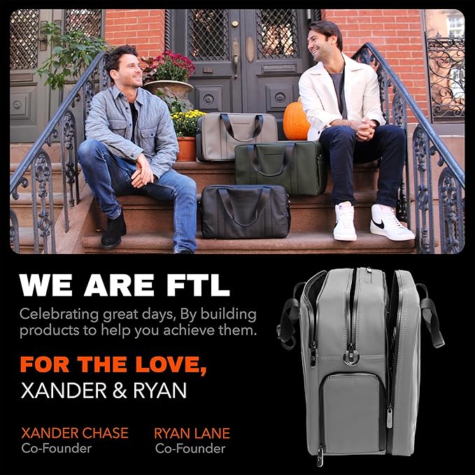 The FTL Pro Mens Travel Bag - 30L Premium Work to Gym Weekender Duffel with Garment Bag, Shoe Space & 18" Laptop Sleeve - Organized Athletic Business Carry On Hybrid, Fits Under Airplane Seat - Grey