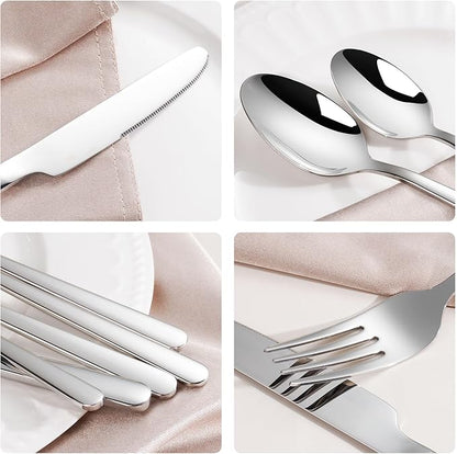 40 Piece Heavy Silverware Set for 8, 18/10 Stainless Steel Flatware, Cutlery Set Morror Polished, Dishwasher Safe for Home, Restaurant, Wedding, Party