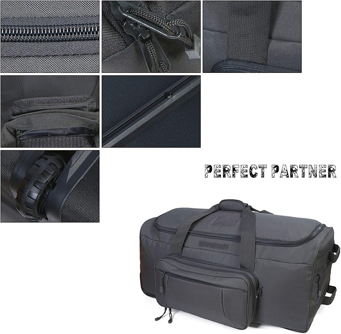 Heavy-Duty X-Large Military Tactical Wheeled Rolling Duffel Trolley Bag For Deployment Traveling Camping Sporting