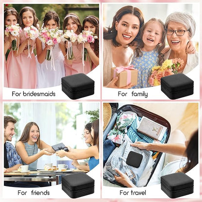 Taiyin 50 Pcs Travel Jewelry Case Box Bridesmaid Gifts Bulk Travel Jewelry Cases Boxes Small Jewels Organizers Mini Accessories Ornaments Storage for Women Girls Wedding Gifts (Black)