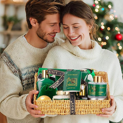 Christmas Gift Basket for Women and Men- 15-Piece Premium Eucalyptus Bath Gift Set - Spa Kit with Shower Gel Ideal for Birthday, Mothers Day, Father’s Day, Perfect for Holidays & Self Care