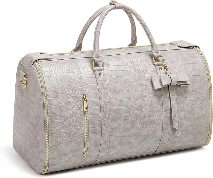 Garment Bags for Travel, Convertible Suit Travel Bag for Women, Stylish Carry On Garment Bag with Toiletry Pocket, Shoulder Strap & Shoes Compartment, 2 in 1 Foldable PU Leather Duffle Bag, Multicolor
