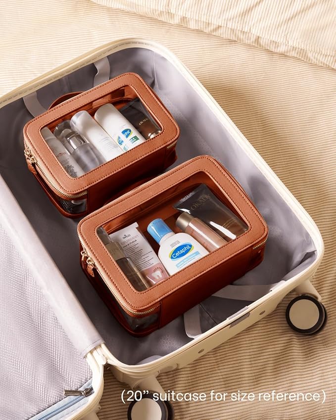 Clear Cosmetic Bag Set for Women Makeup Bag with Handle, 3 Pcs Travel Toiletry Bag Transparent Cosmetic Case Portable Make Up Organizer Bag for Essentials