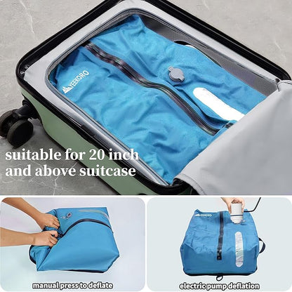 Vacuum Bags for Travel, Professional IP67 Reusable Vacuum Compression Bags for Travel Suitcases, Durable Space Saver Bag (2 PACK Blue, With Pump)
