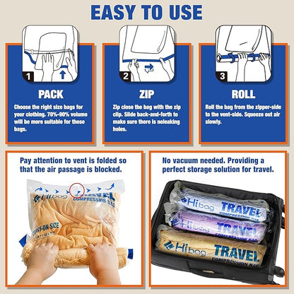 Travel Essentials Compression Bags, 12 Clothes Bags and 4 Shoe Bags for Cruise Luggage Accessories (16-Travel)