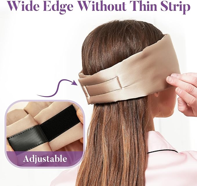 Satin Sleep Mask - Updated Design Light Blocking Eye Mask for Men and Women, Soft and Comfortable Night Sleeping Mask, Eye Cover for Travel/Sleeping (Camel)