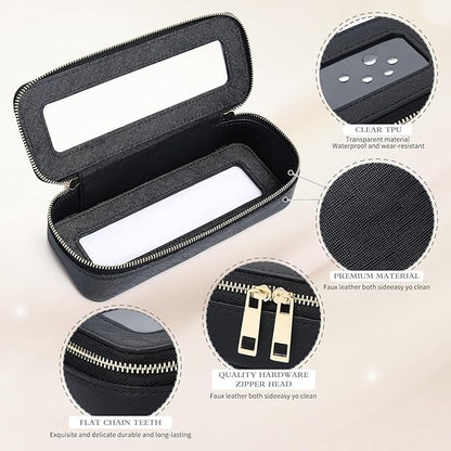 Pinkmik Clear Makeup Bag with Brush Bag 3pcs Waterproof Travel Case for Cosmetics and Toiletries Women's Makeup Organizer with Zipper (Black, L+M+SLIM)