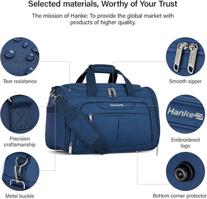 Hanke Underseat Carry On luggage Bags for Travel, Foldable Travel Bags for Women, Soft Lightweight Personal Item Travel Bag Small Carry On Bags for Airplanes, Travel Tote Bags for Women Men.（Blue）