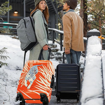 ANNA QUEEN Funny White Tiger Luggage Cover, Suitcase Protector with Bold Jungle Animal Print, Stretchable, Washable Travel Cover for 20-22 Inch Luggage