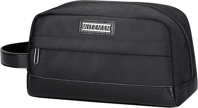 WITZMAN Toiletry Bag for Men Women Lightweight Hanging Travel Bathroom Bag Water-resistant Dopp Kit Shaving Bag Cosmetic bag （B692 Black）