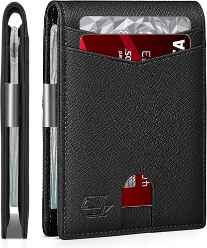 Zitahli Money Clip Wallets for Men,Slim Bifold Wallet 10-12 Cards, Mens Leather Wallet with ID Window,RFID Blocking Thin Minimalist Credit Card Holder,Gifts for Him