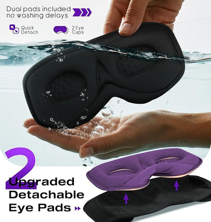 MUSICOZY Sleep Headphones with Bluetooth 5.4 Sleep Mask, Removable 3D Eye Cups for Zero Pressure Comfort, Wireless Bluetooth Eye Mask for Sleeping with Timer