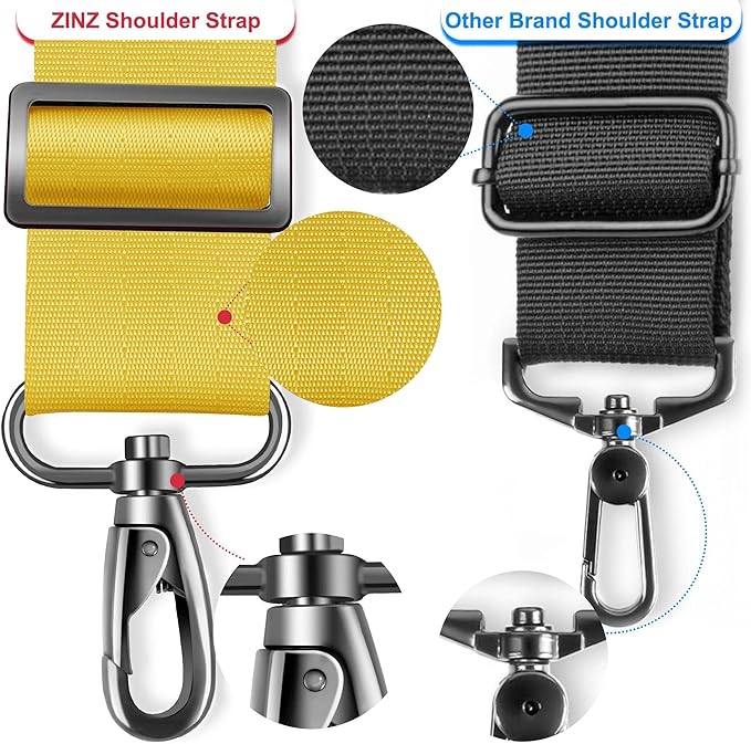 ZINZ 74" Shoulder Strap with Fixed Pad and Dual Balanced Buckles，Yellow
